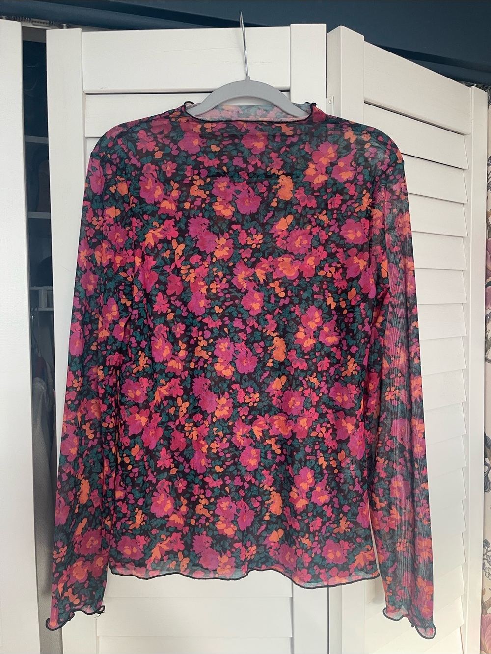 Sheer Floral Long-Sleeve Top - Pink Multi